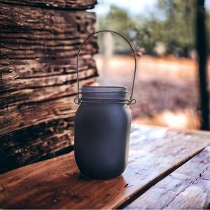 Black Mason Jar Style Glass Hanging Lantern